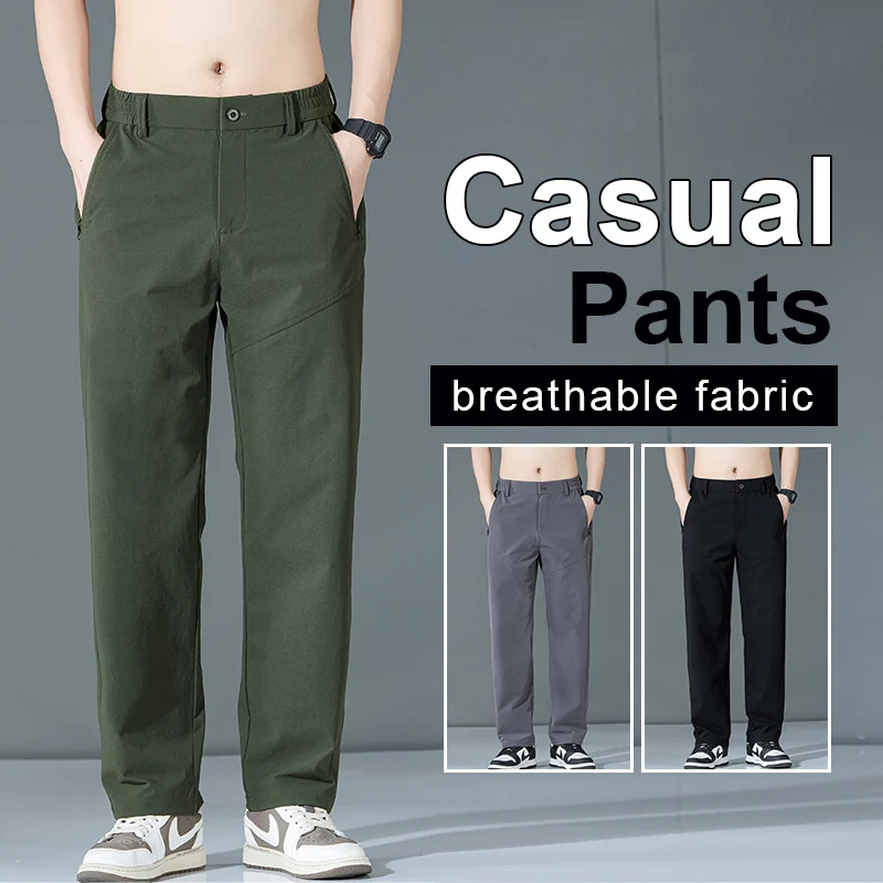 

Мужские тонкие стройные прямые рабочие брюки из нейлона для открытого воздуха Лето Осень 2025 Ненагруженные дышащие повседневные Плюсовый размер 38