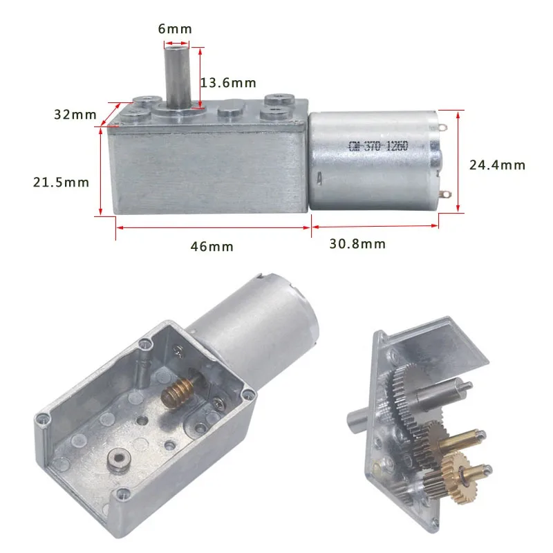 JGY370 DC 12V 24V Worm Gear Motor with Bracket + Speed Controller High Torque, Adjustable Speed Metal Gear with Self Lock CW CCW
