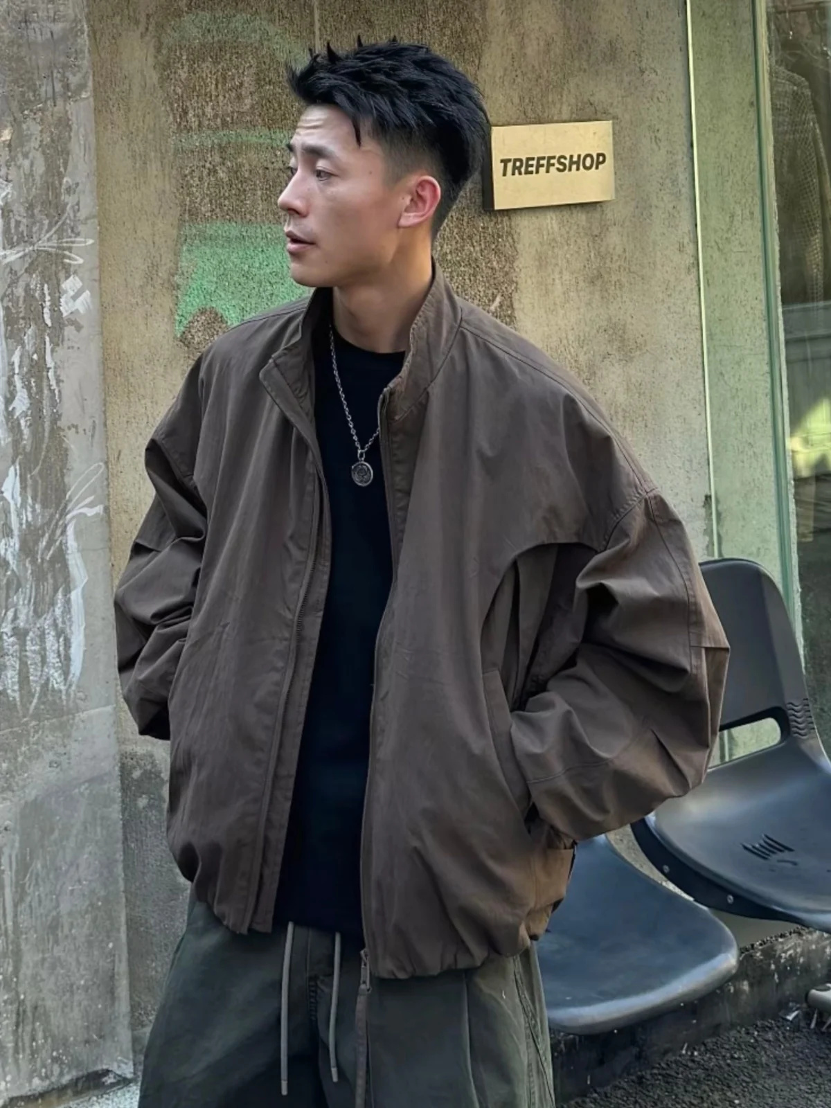 

Fall American Sle Casual Flight Jaet Men's Haome Outdoor Versatile Color Leisure Outerwear Loose Fit Breathable