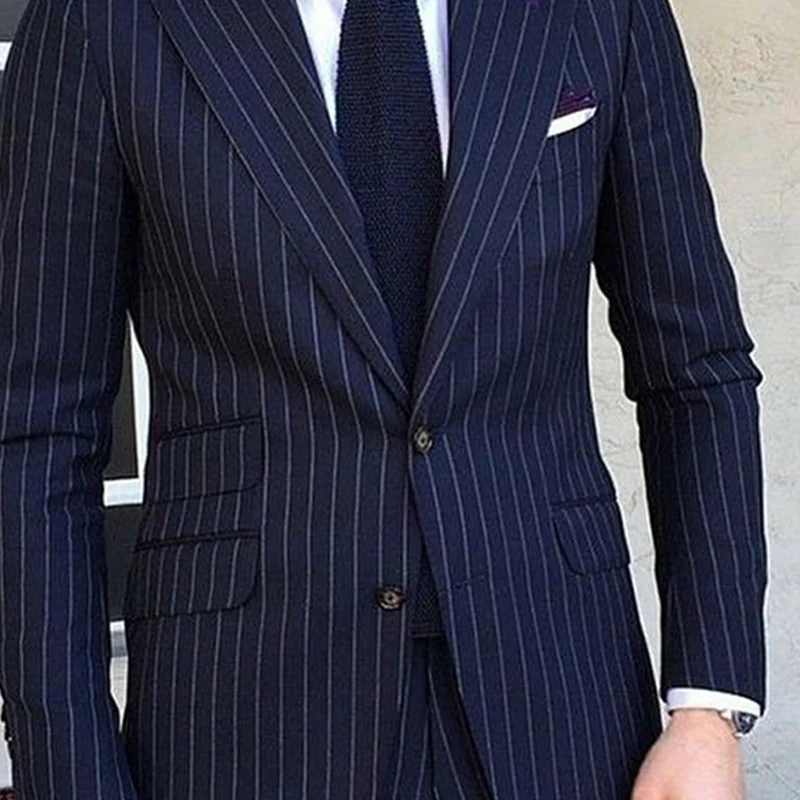 Navy Blue 2026 Formal men\'s suit tuxedo Single breasted Groom\'s wedding dress 2 piece men\'s fashion suit jacket with trousers