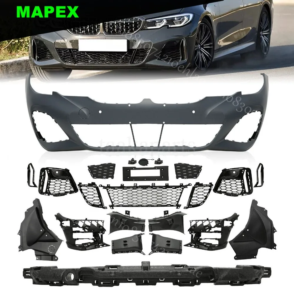 Fit 2019-2022 BMW 3 Series G20 4D M340 Style Front Bumper Sensor Hole NO ACC