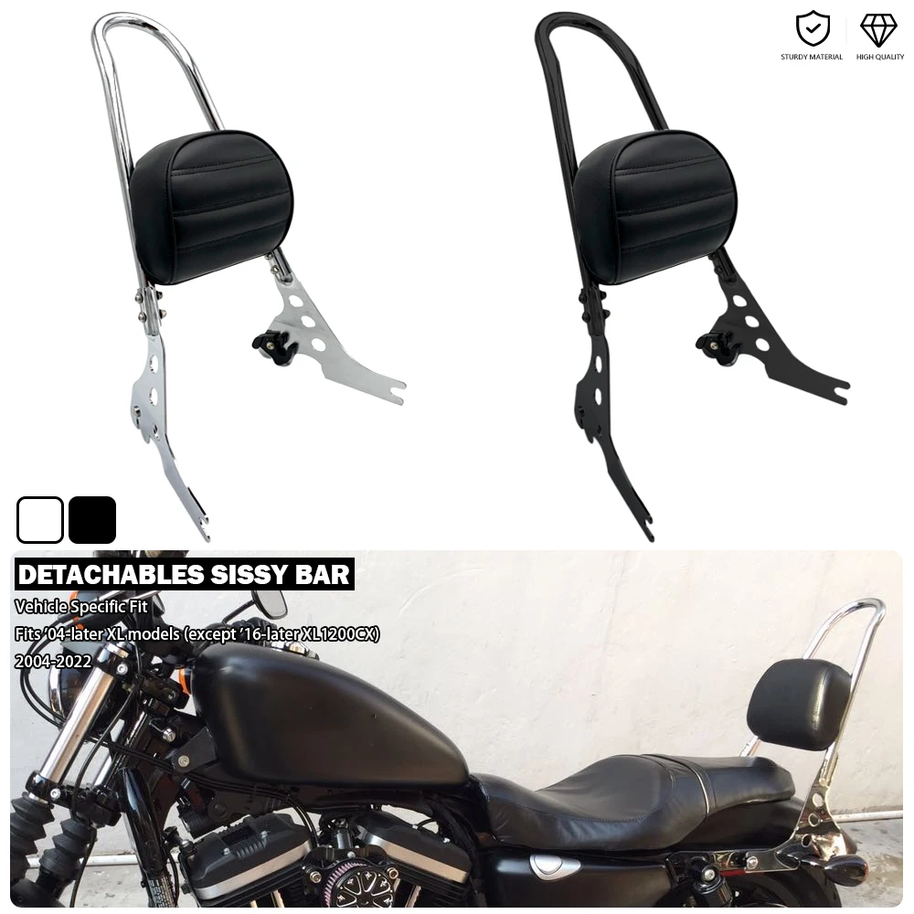 Detachables Sissy Bar Passenger Backrest For Harley SuperLow XL883L Iron 883 Low XL883N Sportster 883R XL883R Custom XL883C XL50