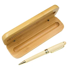 Stylo à bille en bois de bambou pour étudiants, bureau d'affaires, boîte-cadeau élégante, stylos de paupières, joli ensemble de stylos cadeaux de Noël, nouveau