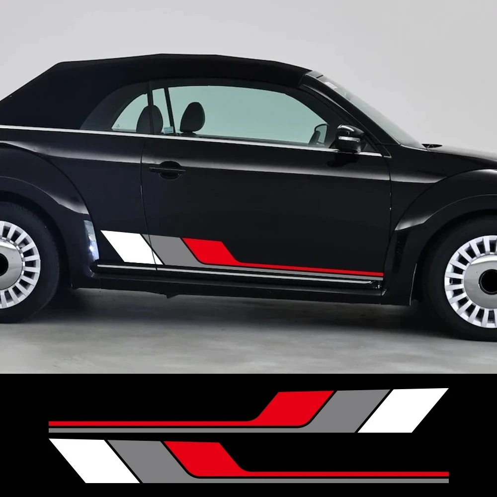 2PCS Car Sticker Long Striped Vinyl Decal For Volkswagen VW Beetle Hatchback Cabriolet A5 Car Body Decoration Decal Accessories