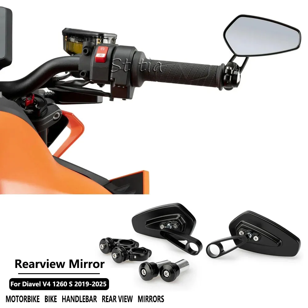 

Motorcycle Mirrors For Ducati Diavel V4 Diavel 1260 Diavel 1260 S 2019-2025 Handlebar Handle Bar Ends Side Mirrors