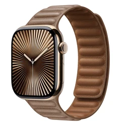Leather Link for Apple watch band 44mm 45 40 38 42mm Magnetic Loop Bracelet iWatch Seires SE 11 6 7 8 9 2 46mm ultra3 49mm strap