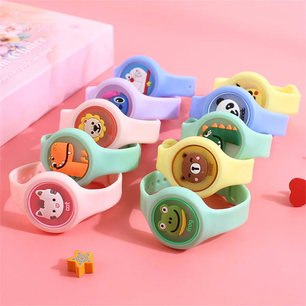 Braccialetto Anti-insetto repellente per zanzare dei cartoni animati per bambini anello repellente per zanzare con olio essenziale vegetale orologio