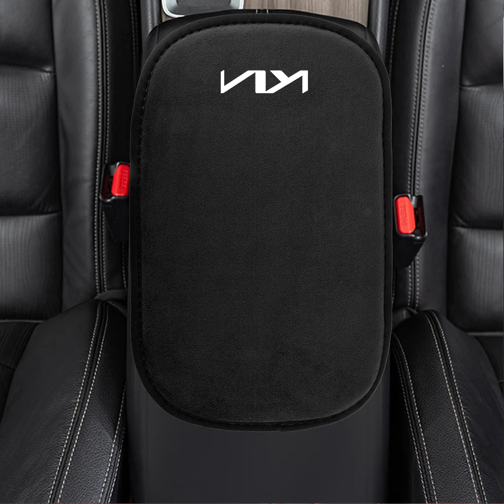 Car Emblem Suede Armrest Box Mat Protection Pad Accessories For KIA Sportage GT RIO Ceed Picanto Pegas Sorento Niro Soul Cerato