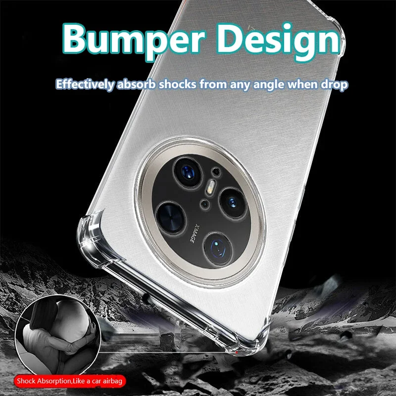 2pcs For Huawei Mate 70 60 Pro Plus RS Ultimate Slim Soft TPU Transparent Silicone Shockproof Back Cover Case