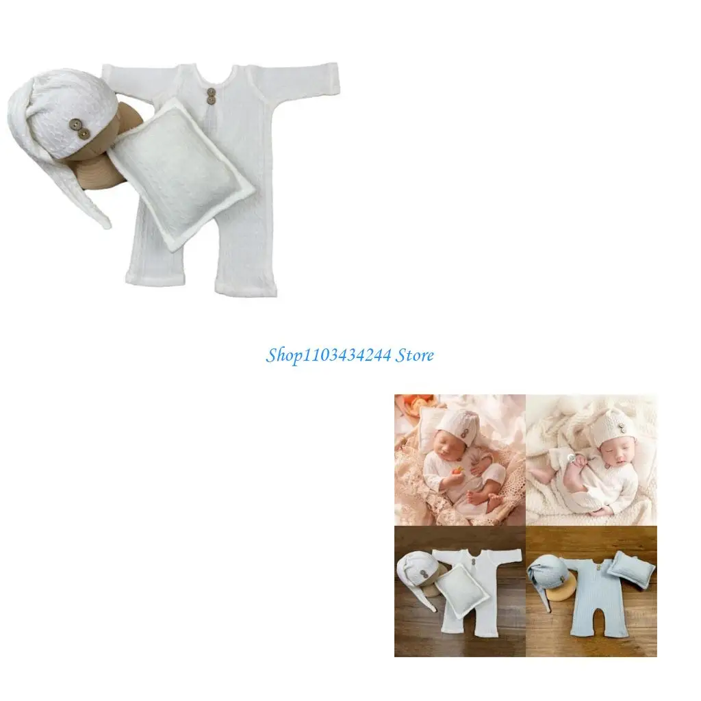 

Newborn Photography Props Set for 0-2 Months Baby Baby Costumes Baby Romper with Pillow Hat for Memorable Photoshoots