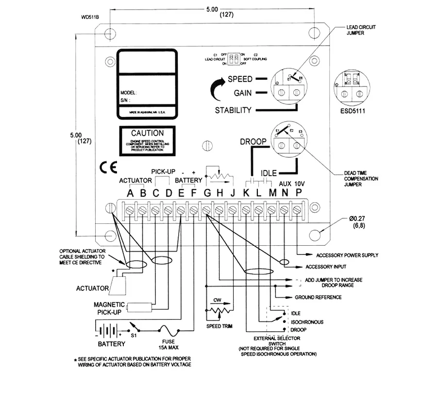 Imagem -05 - Atuador Mais Controlador de Velocidade do Motor Esd5111 Mais Msp675 Magnético Girar Sensor de Velocidade Diesel Genconjunto Governador Kit Adc22512v ou 24v