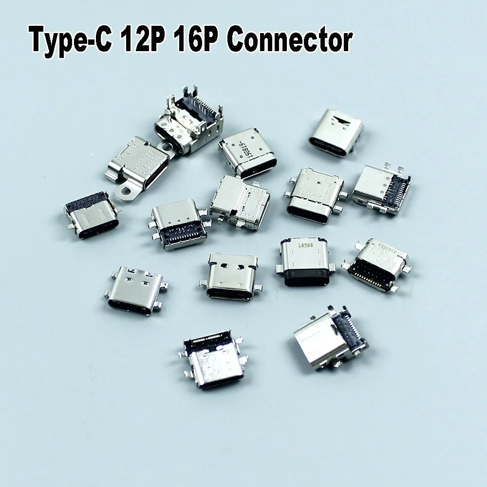 1-10Pcs Type-C 12 Pin 16 Pin USB 3.1 Interface  Female Power Socket Charging Connector Port 12P 16P USB-C Data Jack