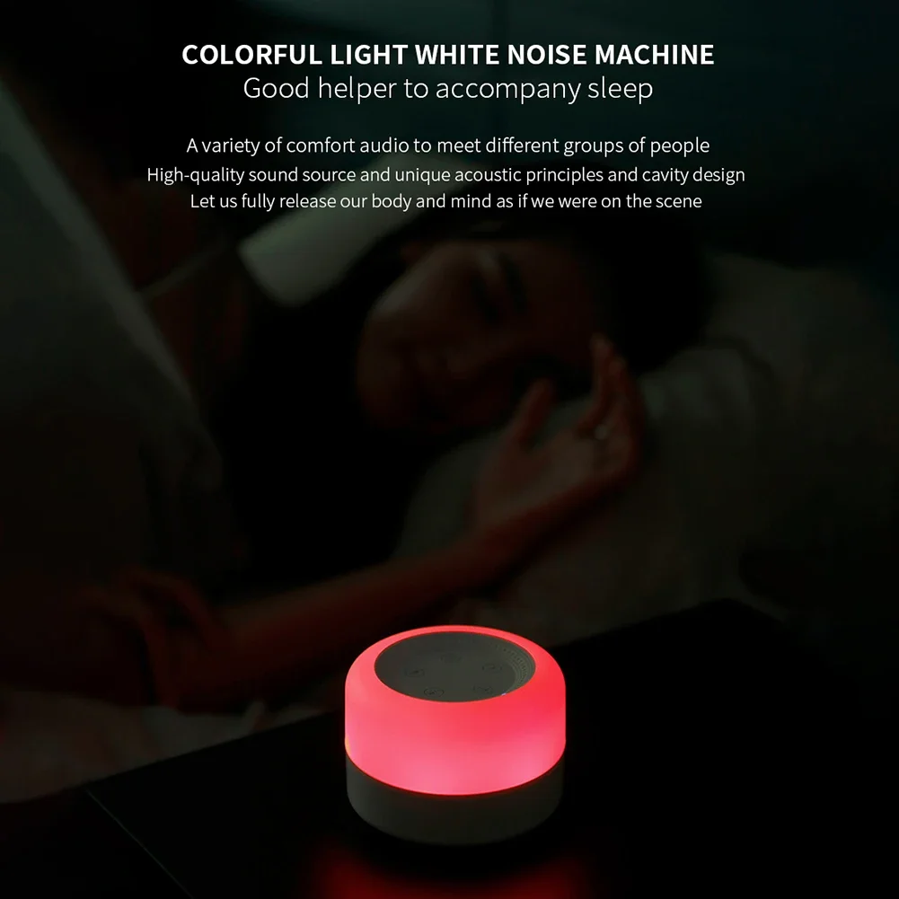 Soothing Sounds Sleep Machine with Night Light Baby Adult Sleep Soother Portable Adjustable USB Rechargeable for Home Travel