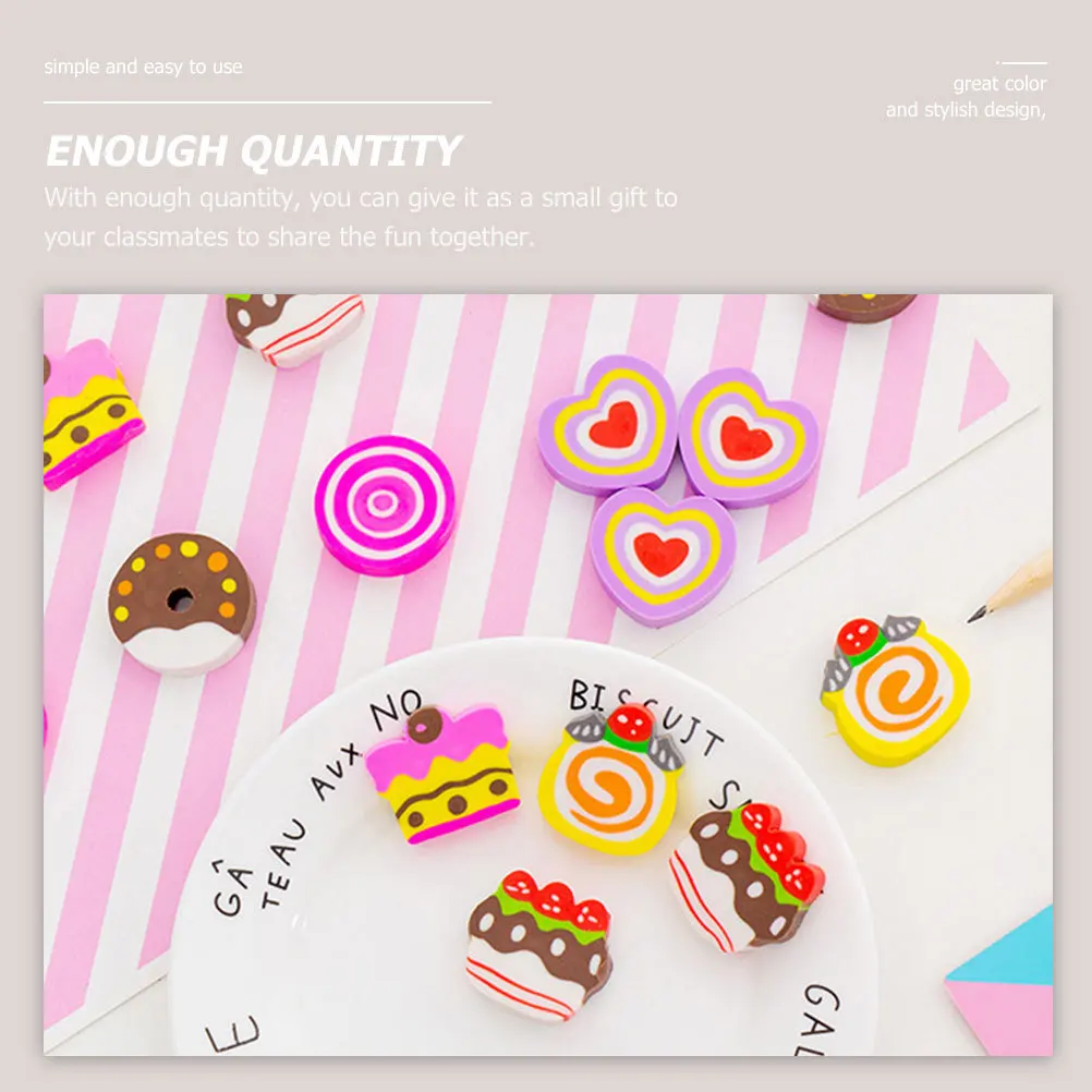 18 قطعة محايات كعكة الدونات الحلوة محايات Tpr لطيف على شكل حلوى لمجموعة ممحاة قلم رصاص طويلة الأمد هدية القرطاسية #1