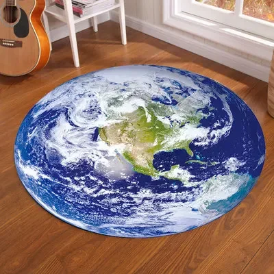 Круглый ковер Galaxy Earth Moon для детской комнаты, напольные ковры, коврик для домашнего декора, противоскользящий ковер для гостиной, спальни, ковер