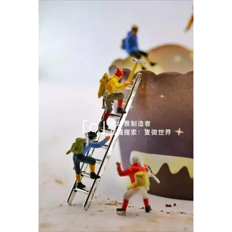 Creative Decor Toys 1:64 1:87 HO Scale Small Ladder Model Herringbone Ladder Extension Ladder Fairy Garden Desktop Accessories