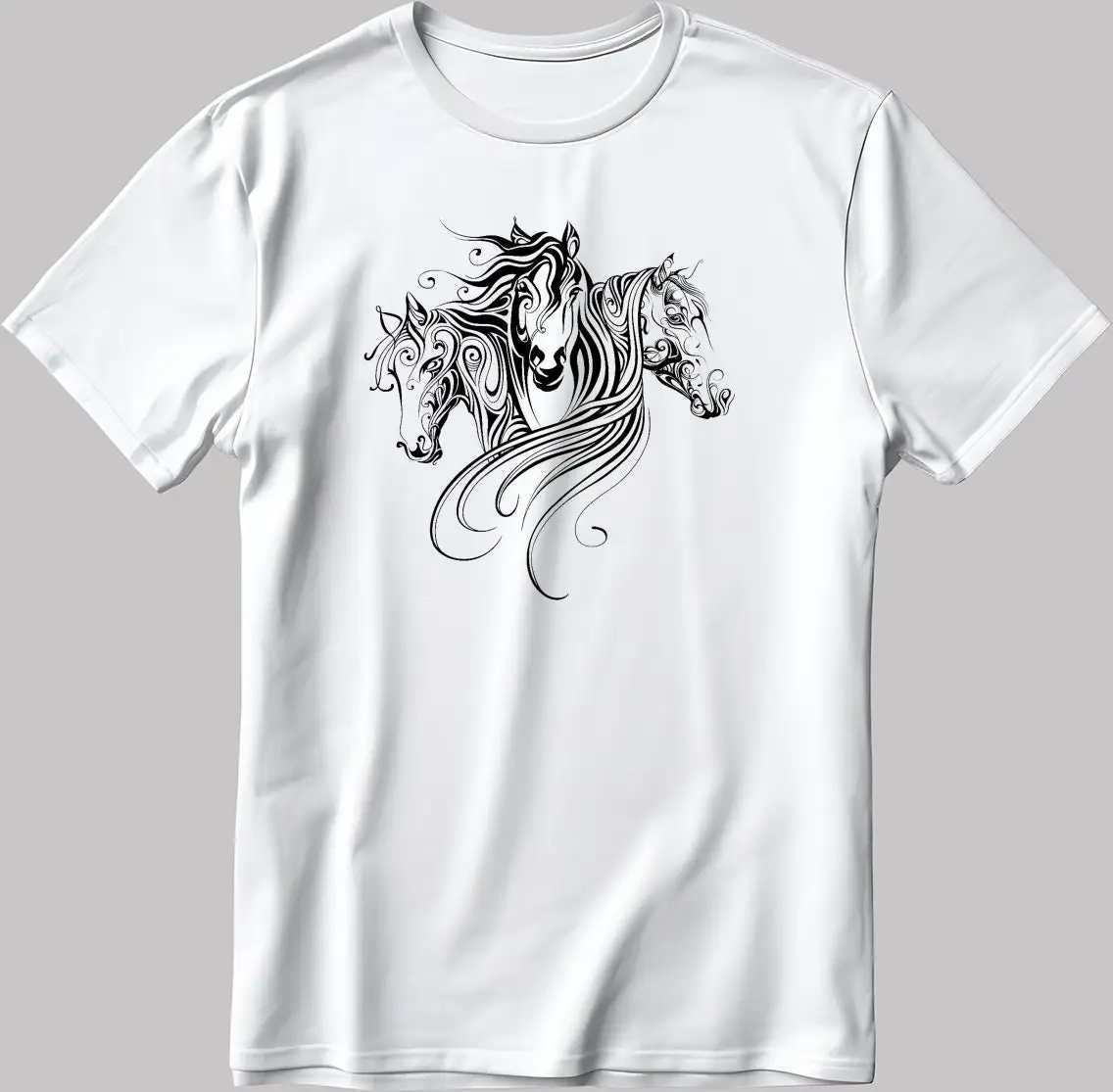 Cute Animal Horses White Black T Shirt F410