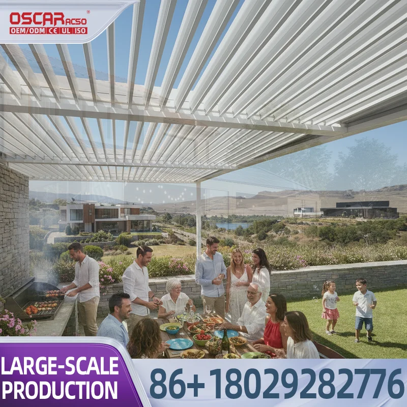 Motorized Retractable Aluminum Outdoor Roller Blind All Season Durable Custom Sizes for Patio Balcony Garden pergola