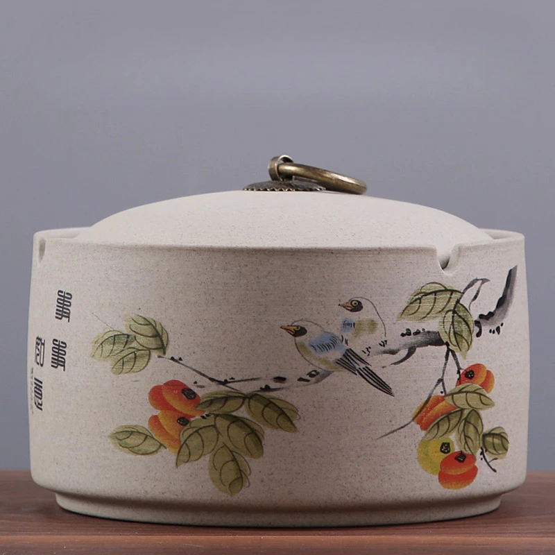 

Керамическая пепельница в китайском стиле с крышкой, аксессуары для декора гостиной и офиса, креативная персонализированная пепельница с защитой от лета, 1 шт.