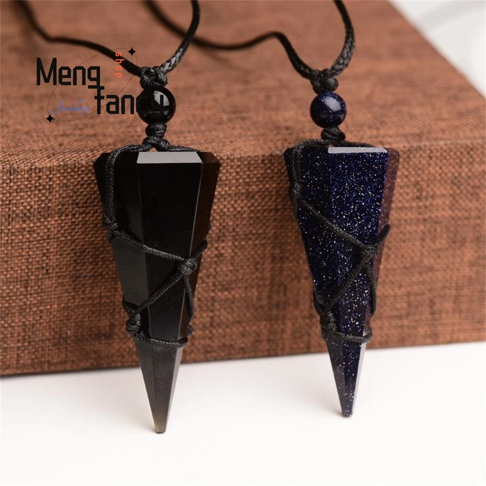 

Obsidian Star Cone For Lovers Necklace Fashion Fine Luxury Amulet Mascots Women Men Charms Natural Stone Pendant Holiday Gifts