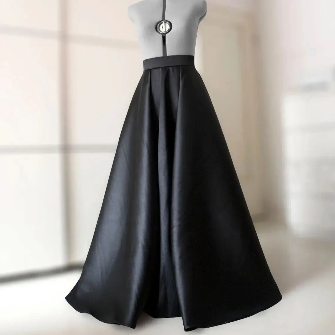 HOBBY Solid Color Long Skirts Satin Skirt Sexy Women's Formal Skirt Elegant Prom Skirts Silk Black Gown Ever Pretty Office Lady