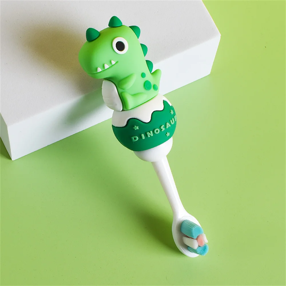 Children\'s Oral Care Tooth Guard Toothbrush Cute Cartoon Dinosaur Children Soft Hair Toothbrush Soft And Comfortable For Babies