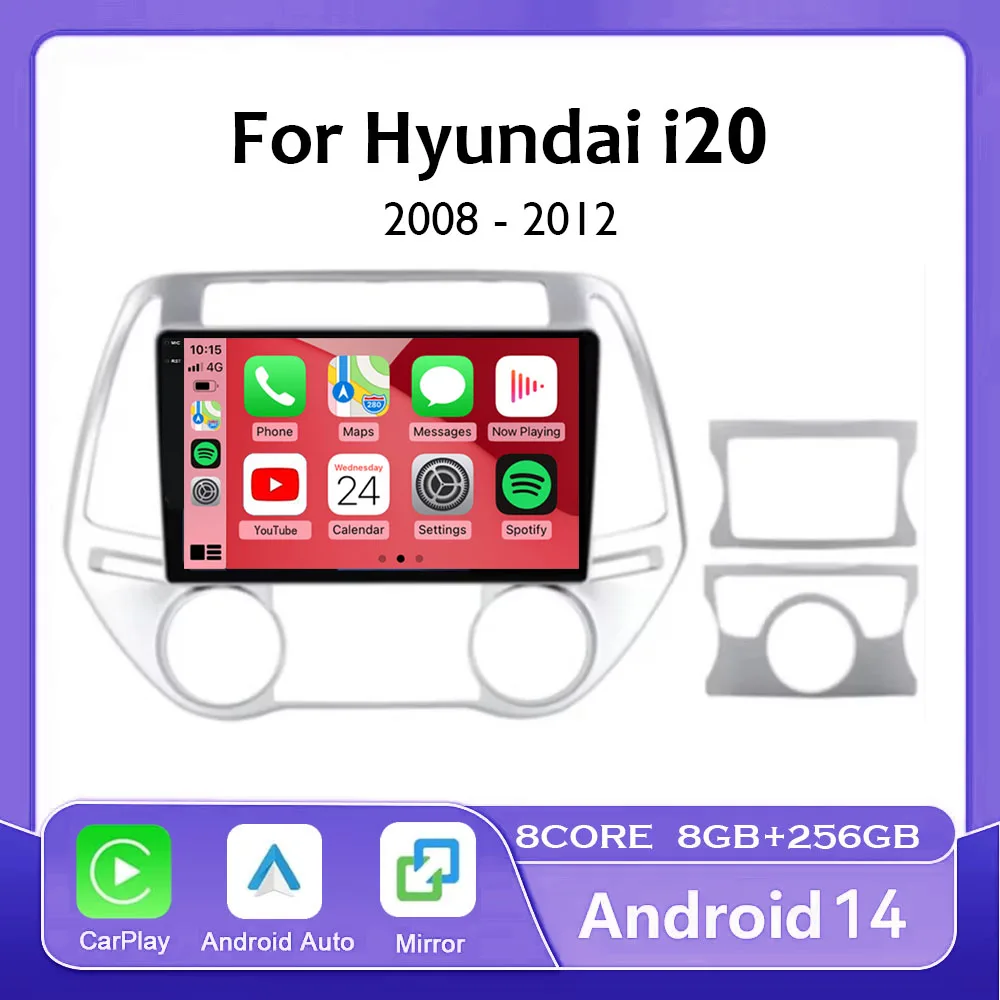 

Автомагнитола на Android 14 для Hyundai I20 2008 2009 2010 2011-2014, мультимедийный проигрыватель с GPS-навигацией, 4G + WIFI, видеоплеером, стерео