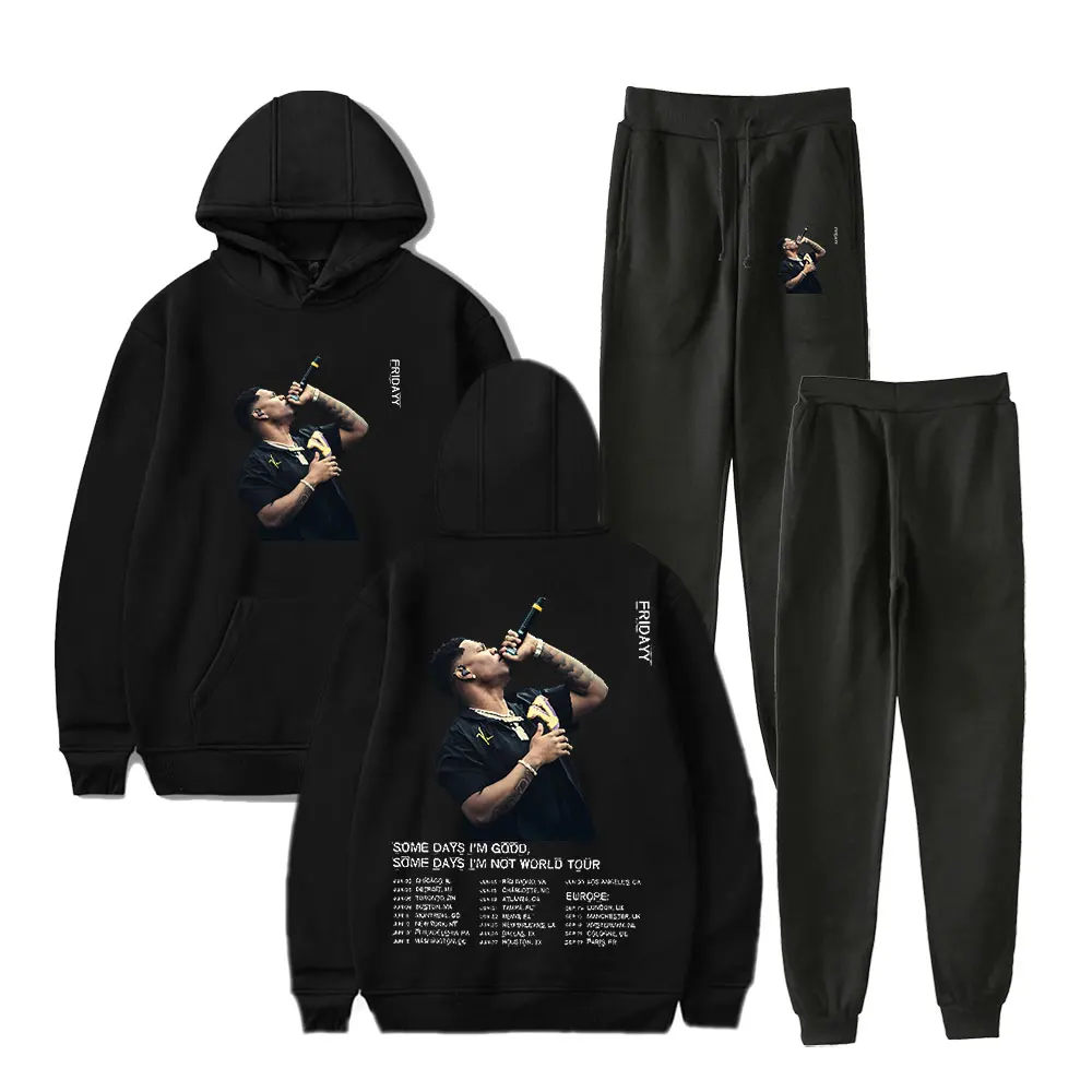 

Fridayy Some Days I'm Good Some Days I'm Not World Tour Hoodie Suit Pocket Drawstring Hoodie Streetwear Man/Woman 2 Pieces Sets