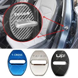 Car Door Lock Cover Auto Emblems Case for Volkswagen VW Taigo Taos Tayron Touareg Voyage Up! T-Roc Touran Car Styling Accessorie