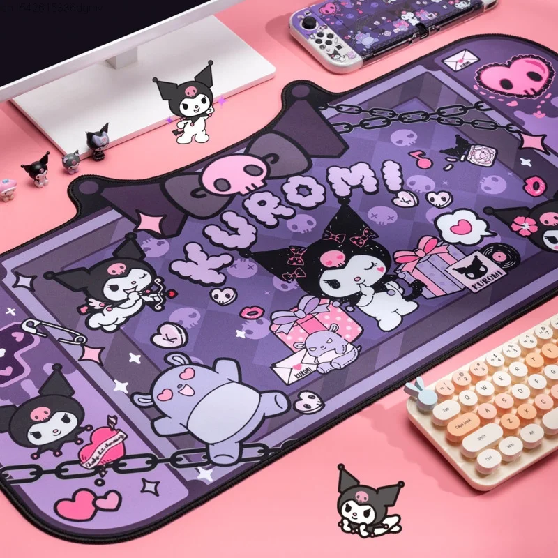 Sanrio Hello Kitty Large Game Mouse Pad Setup Kawaii Kuromi Table Pad Compute Mouse Mat Gamer Stitching Pink Desk Accessorie Mat