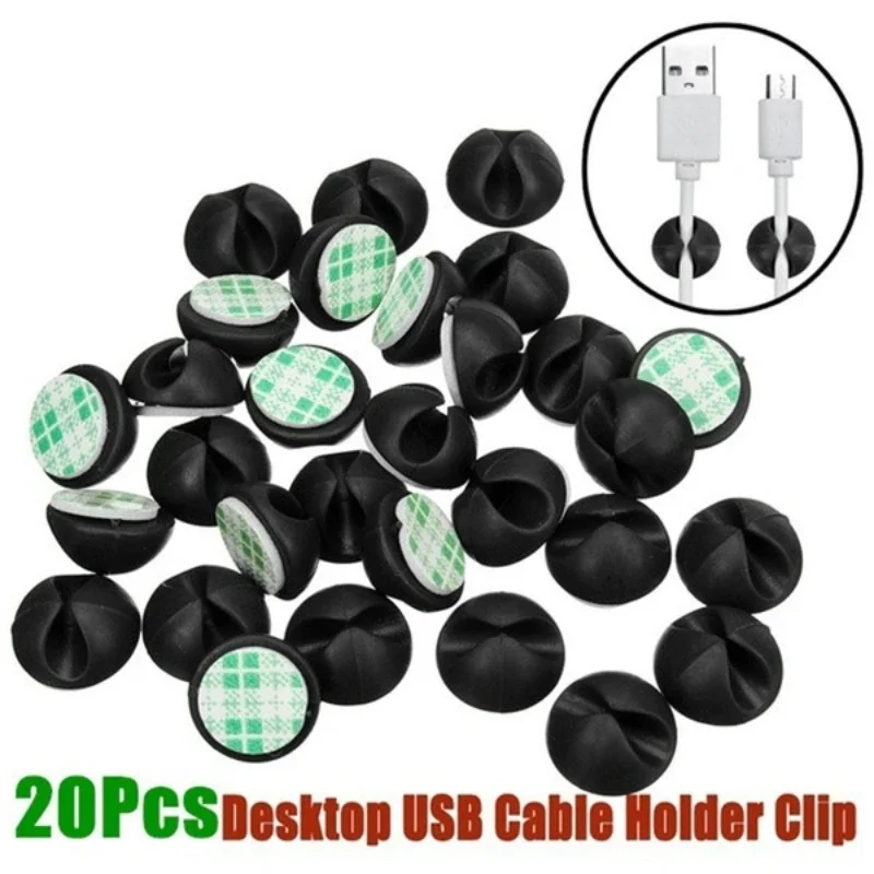 Clipes de cabo 10/20 pçs enrolador cabo de silicone organizador desktop fio armazenamento carregador cabo titular para carro carregamento usb tablet fio