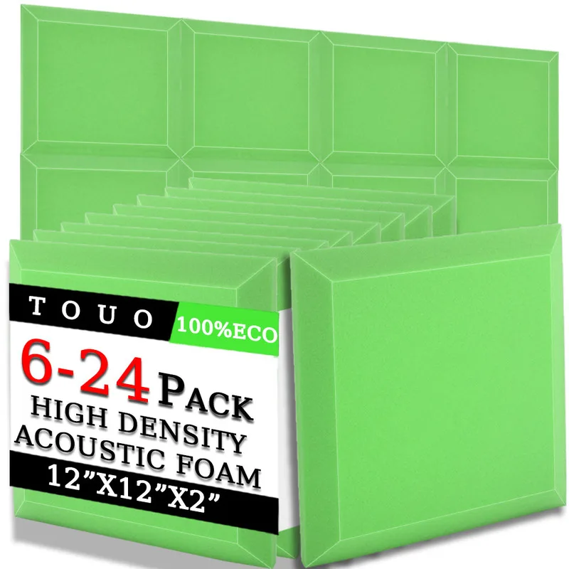 

TOUO 6/12/24 Pcs Acoustic Foam,Room Sound Absorbing Treatment High-Density Soundproofing Material Studio Acoustic Treatment