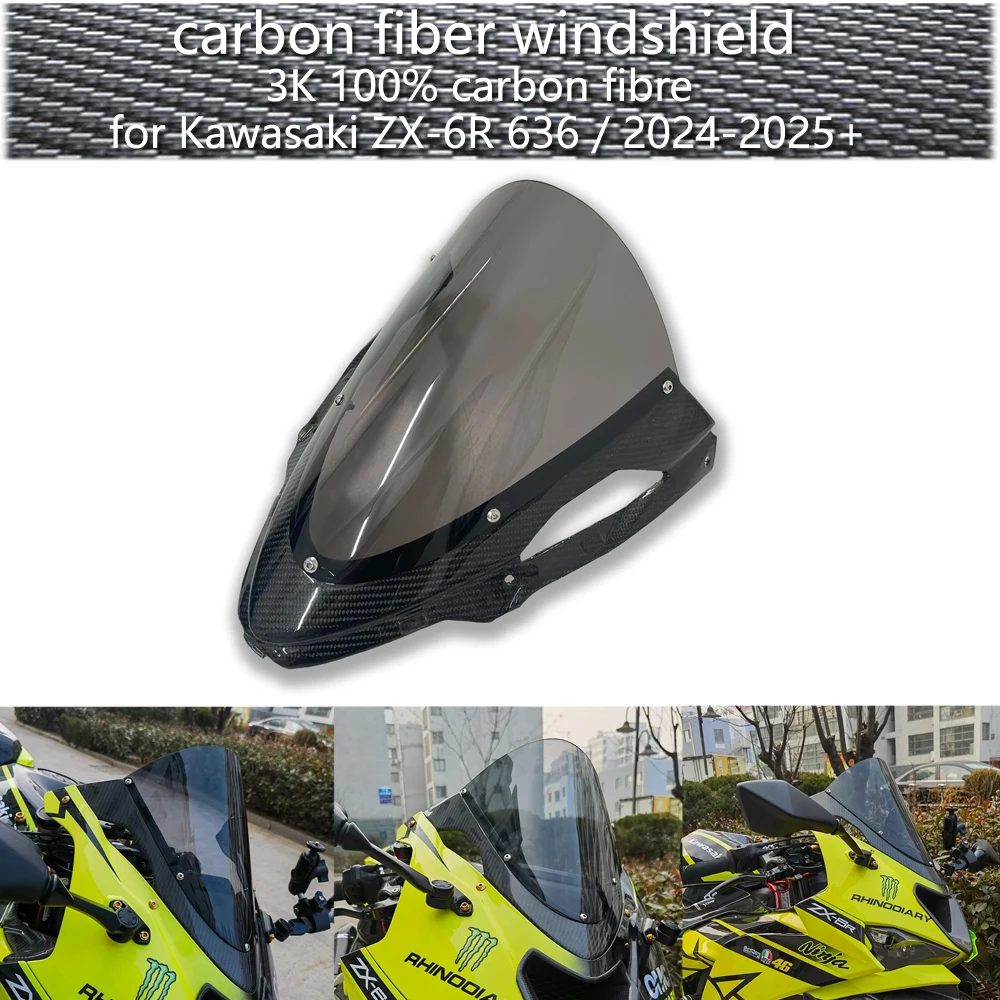 

For Suitable Kawasaki ZX-6R 636 / 2024-2025 modified accessories, with a raised sports windshield and front windshield guard