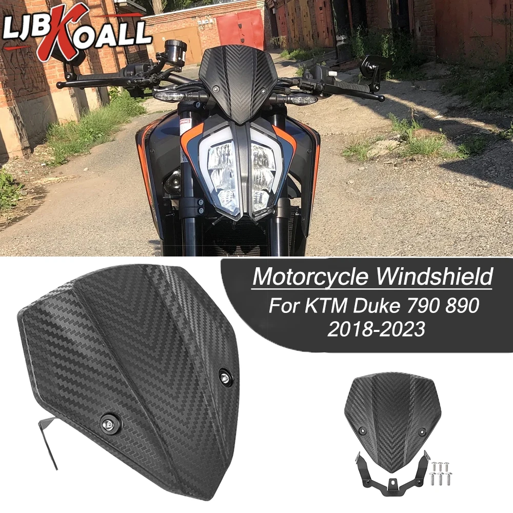 

Motorcycle Front Windshield with Bracket For KTM Duke790/Duke890 2018-2023 2022 Windscreen Airflow Air Deflector Duck 790 890