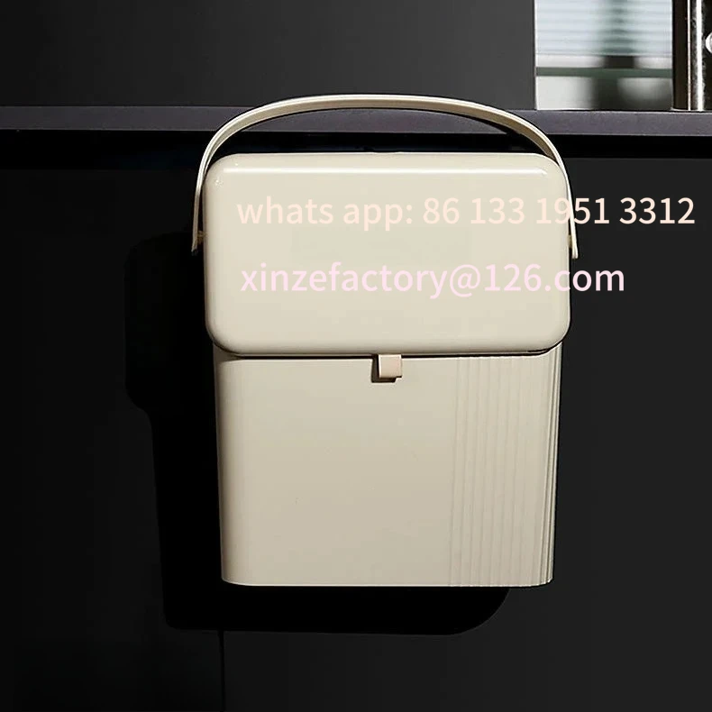 

Customizable Italy Kitchen Trash Can with Lid Cream Style Wall Mount Hanging Cabinet Bathroom Clothes Basket Garbage Bin Wasteba