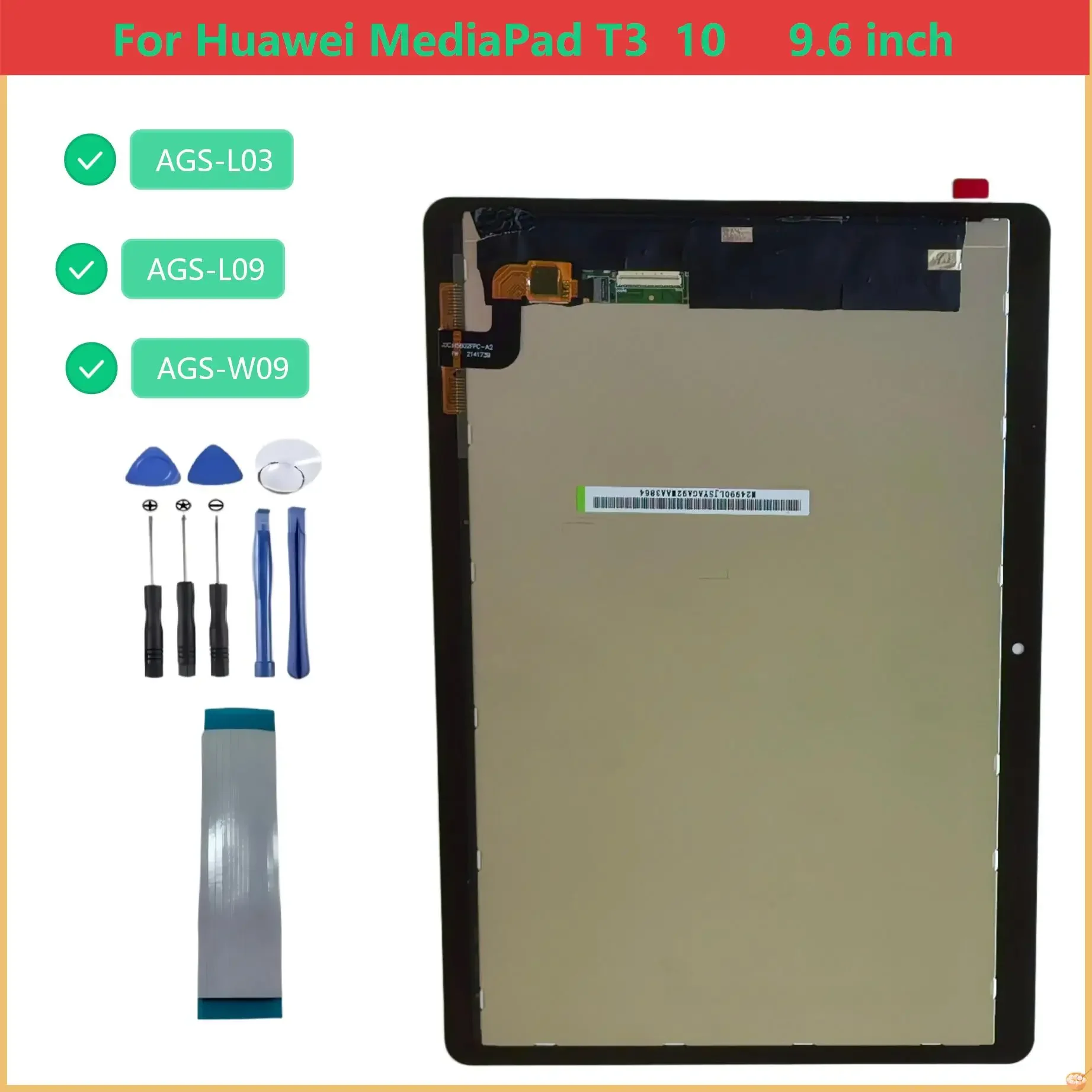 

New AAA For Huawei MediaPad T3 10 AGS-L03 AGS-L09 AGS-W09 9.6 Inch Display Touch Screen Digitizer Assembly Frame