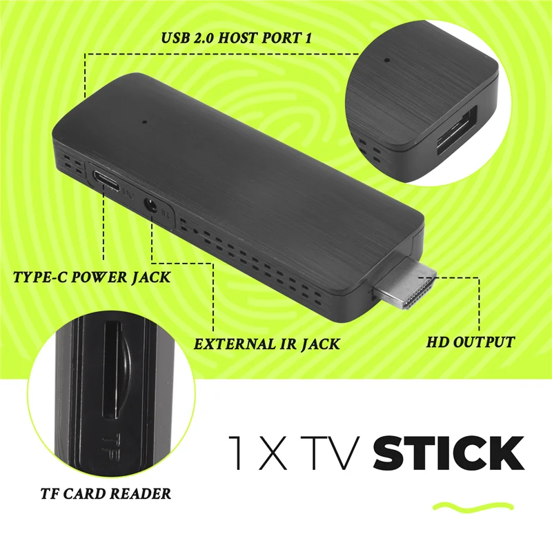 TV Box Stick Kunststoff TV Stick Android TV HDR Set Top OS 4K BT5.0 Wifi 6 2,4/5,8G Android 10 Smart Sticks Android Media Player