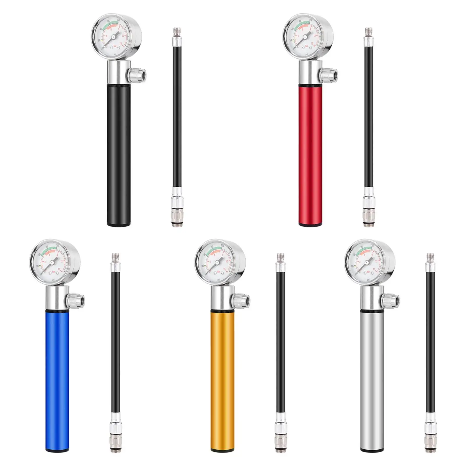 Bike Pump Pressure Gauge Air Reversible Presta and Schrader Bicycle Pump for Road Bikes Adult Bikes Mountain Bikes Folded Bikes