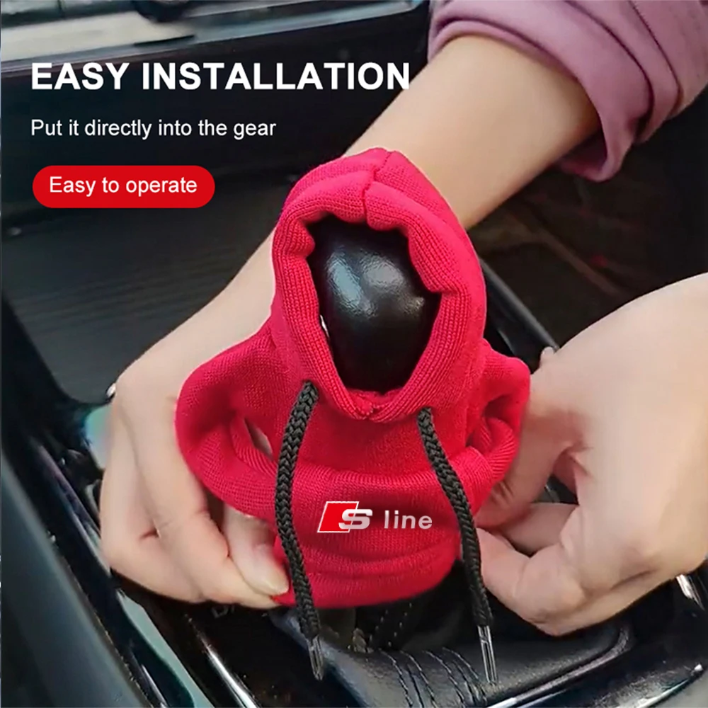 Hoodies Car Gear Shift Cover Gearshift Manual Handle AntiSlip Sweatshirt Auto Change Lever Decoration For Audi Sline A3 A4 b8 c7