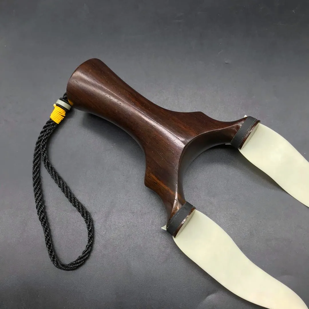 New Ebony Solid Wood Large Support Head Flat Leather Slingshot Large Taper Flat Rubber Band Slingshot with Great Power