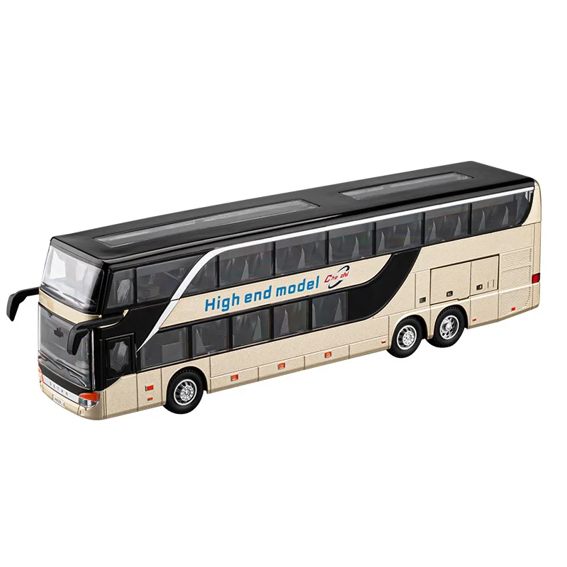 Simulation 1:30 Business Double-decker Bus Alloy Car Model Diecast Metal Children Boy Toys Gift Voiture Miniature Home Decor