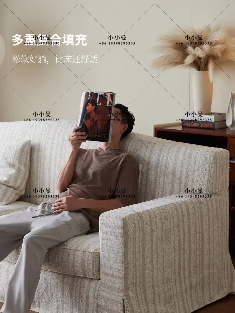 Gong Ma/Su Ying is stunned by the simple retro cotton and linen dismantling and washing striped fabric sofa