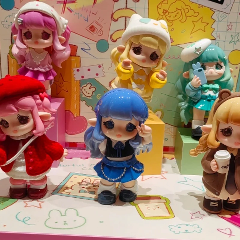 

Fiila Good Colorful Mood Card Series Blind Box Mystery Pvc Figure Kawaii Collectible Figurine Desk Decor Trendy Toy Girl Gift