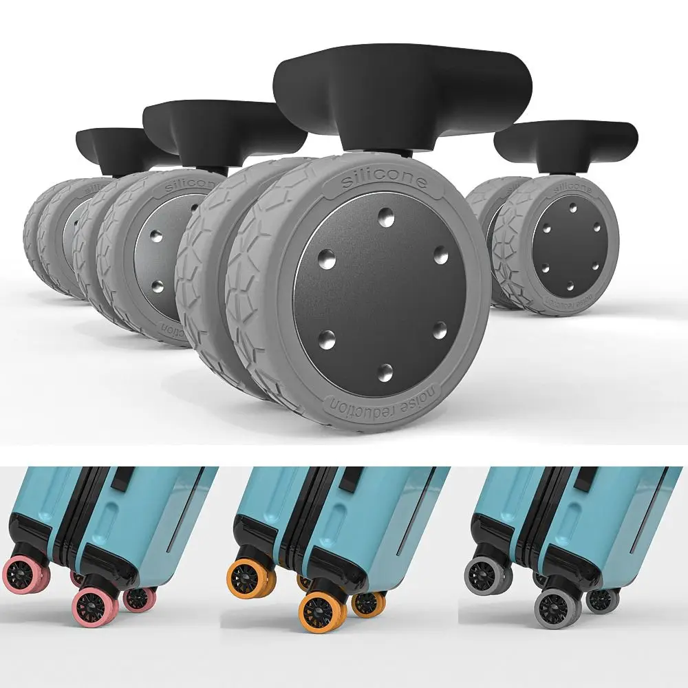 8Pcs Silicone Travel Luggage Caster Shoes with Silent Sound Suitcase Wheels Protection Cover Trolley Box Casters Cover