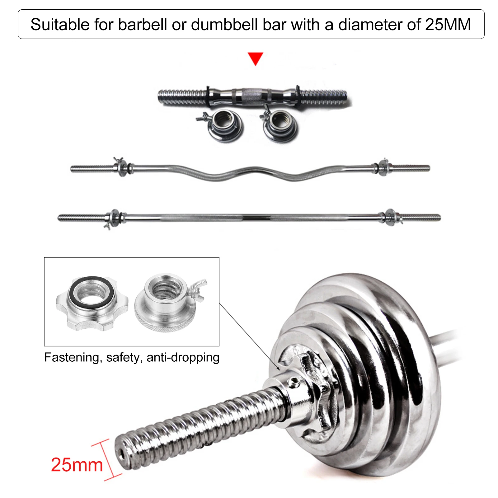 

4 pcs Barbell Collars Screw Clamp Dumbbell Anti-Slip Nut Accessories Security Lock For Dumbbell Bars Steel Nut Buckle Clamp
