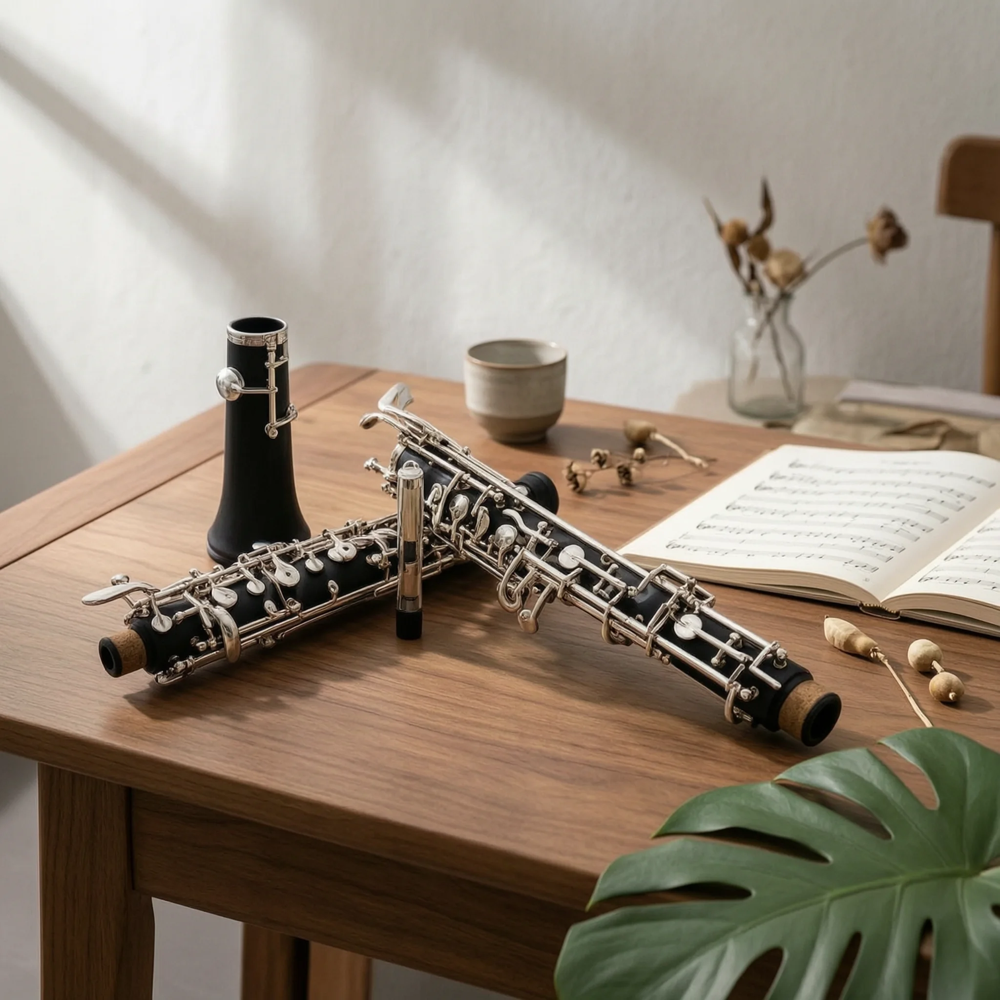 C Key Oboe 22 Keys Semi-Automatic Oboe Woodwind Instrument Portable Compact for Beginners, Practice, Rehearsal