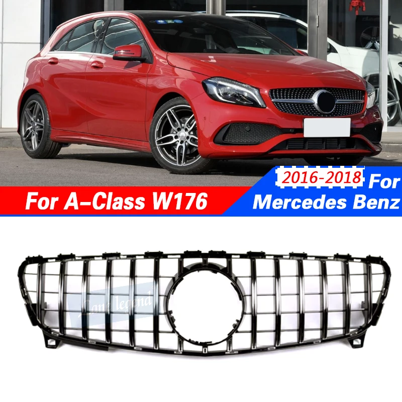 Front Racing Bumper Grille Upper Billet Grill Cover Fit For Mercedes Benz A-Class W176 Centre Panel Upper Gril