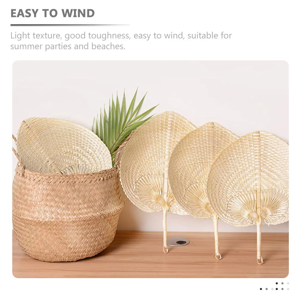 

5Pcs Bamboo Hand Fans Handmade Woven Cooling Fan for Summer Parties Beach Decor Wall Art Vintage Style Chinese Handheld