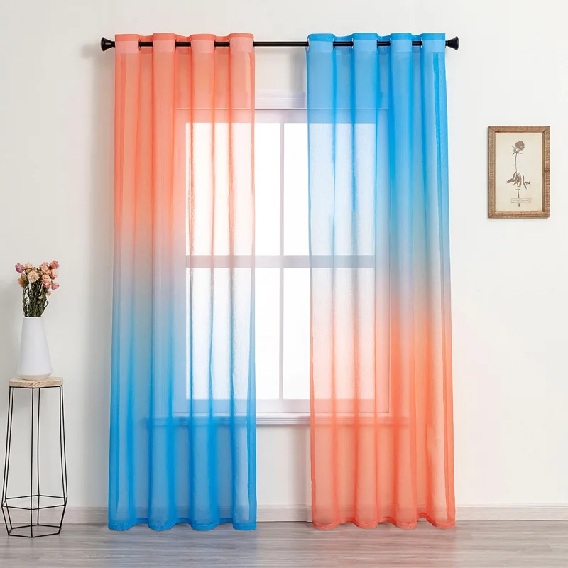 

Modern Simple Two-color Upper and Lower Gradient Semi-shading Finished Curtains Are Transparent and Impermeable