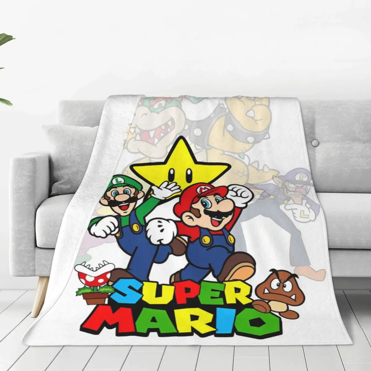 Super Mario Bros Cartoon Game Knitted Blankets Fleece Anime Action Super Warm Throw Blankets for Bedroom Sofa Bedspread